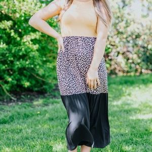 Leopard Color Block Midi Dress
